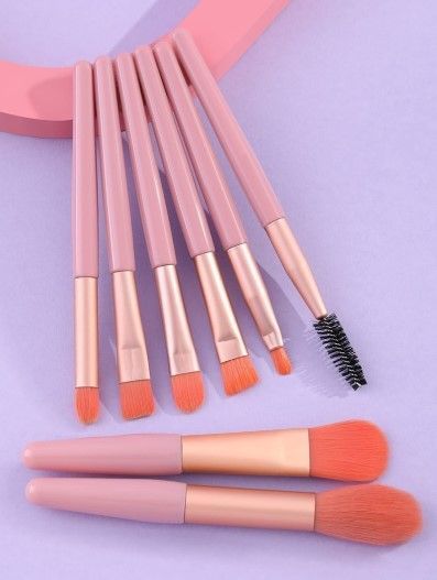 8pcs pink makeup brush set